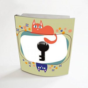 banjado - Edelstahl Schlüsselkasten 20cm x 23cm x 6cm mit Motiv Karikatur Katzen