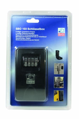 Basi Schlüsselbox SBO 103 für Wandmontage mit Zahlenkombination und Wetterschutzabdeckung aus Gummi, 2101-0003