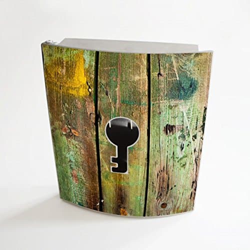 banjado - Design Schlüsselbox aus Edelstahl 20cmx23cmx6cm mit Motiv Grünes Holz
